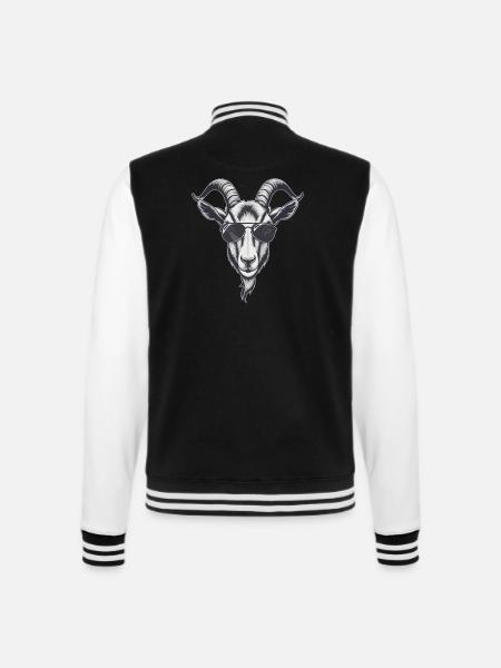 Ziege Ziegenbock - College-Sweatjacke - Schwarz/Weiß