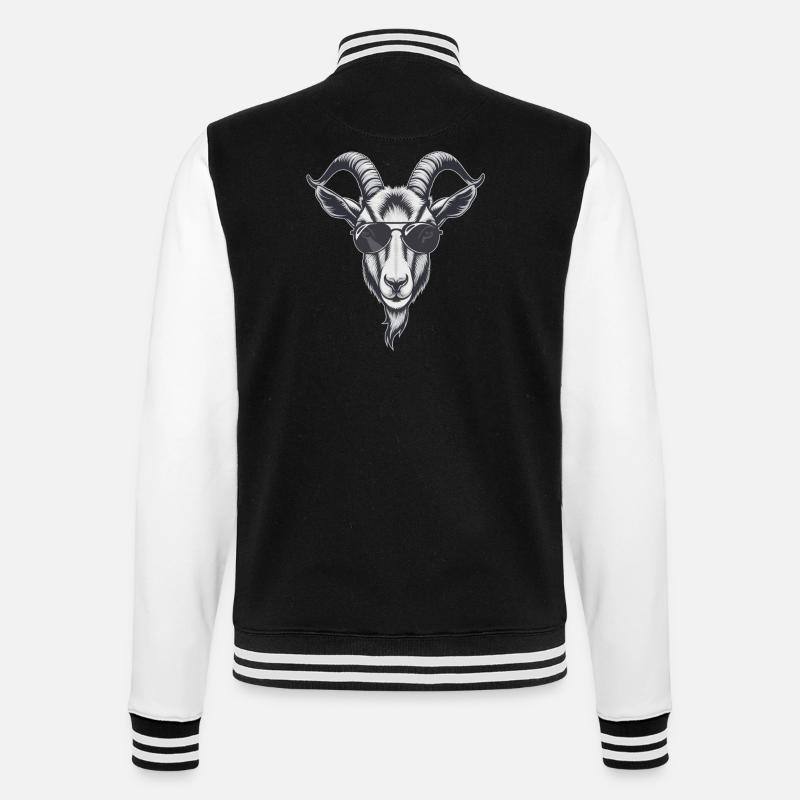 Ziege Ziegenbock - College-Sweatjacke - Schwarz/Weiß