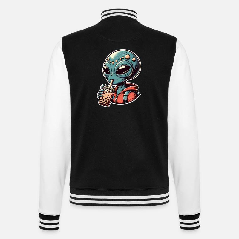 Alien Bubble Tea - College-Sweatjacke - Schwarz/Weiß