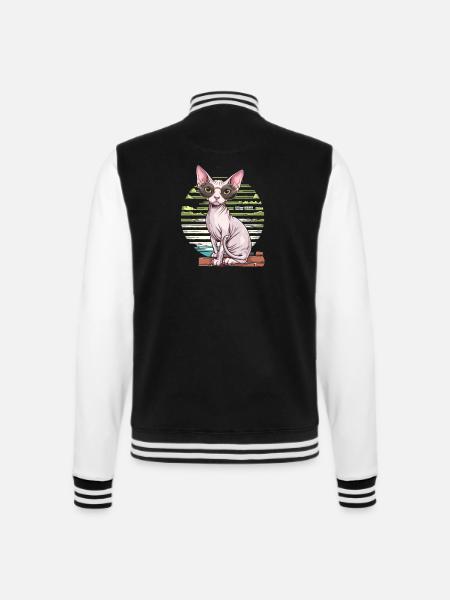 Lustige Verkleidete Nacktkatze Kostüm - College-Sweatjacke - Schwarz/Weiß