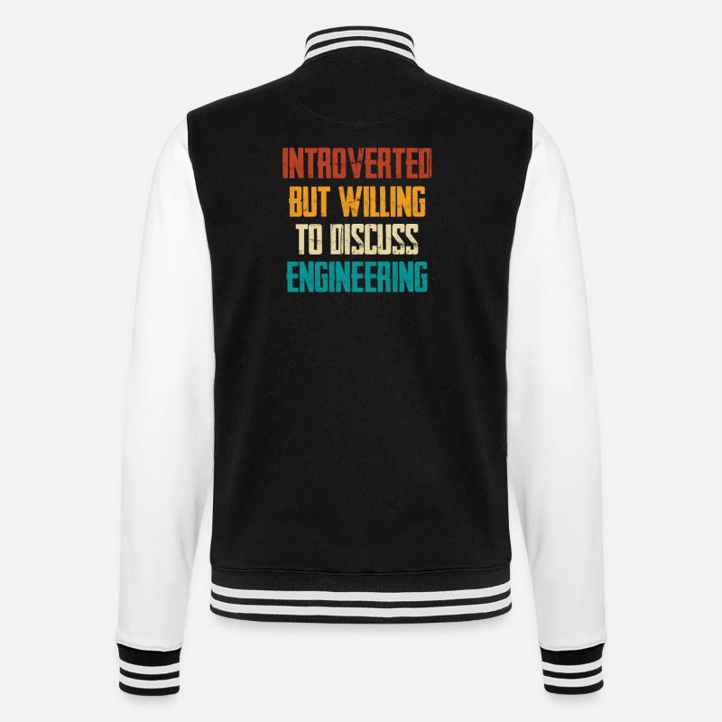 Introverted But Ready About Engineering - College Sweat Jacket - black/white