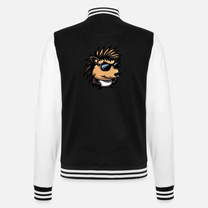 hérisson bande dessinée cool - Veste Teddy - noir/blanc