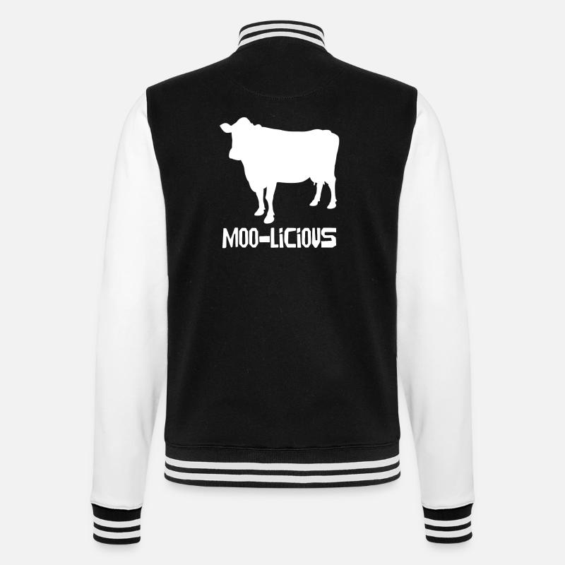 Moo-Licious Cow Silhouette Fun - College Sweat Jacket - black/white