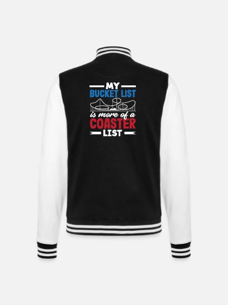 Meine Achterbahn Bucket List - College-Sweatjacke - Schwarz/Weiß