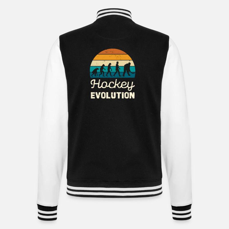 Hockey Evolution Retro Illustration - College-Sweatjacke - Schwarz/Weiß