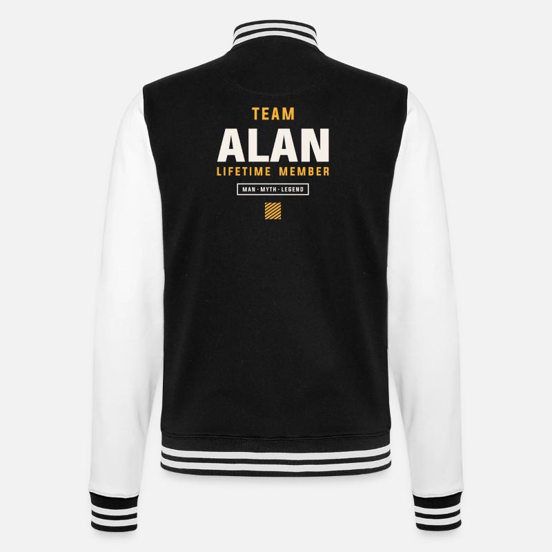 Team Alan Lifetime Member Funny Name Alan - College Sweat Jacket - black/white