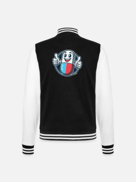 Daumen hoch, fröhliche Medizin Pille - College-Sweatjacke - Schwarz/Weiß