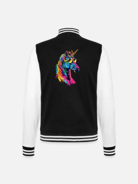 Einhorn - College-Sweatjacke - Schwarz/Weiß