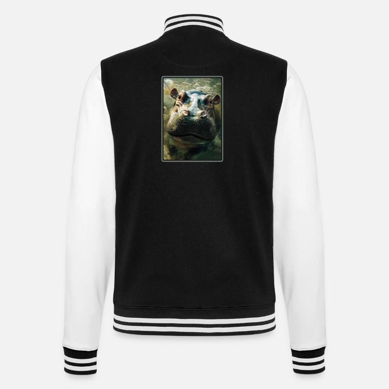Nilpferd Flußpferd - College-Sweatjacke - Schwarz/Weiß