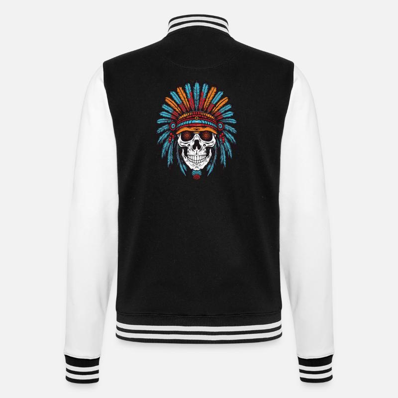 Apache Indianer Häuptling Totenkopf - College-Sweatjacke - Schwarz/Weiß
