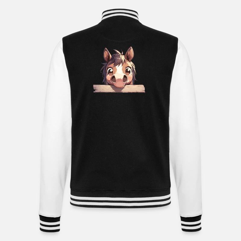 Pferde Pferd - College-Sweatjacke - Schwarz/Weiß