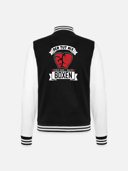 Der tut nix der will nur Boxen lustiges Geschenk - College-Sweatjacke - Schwarz/Weiß