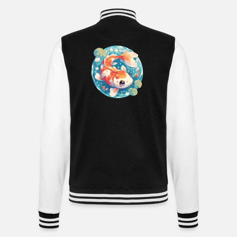 Koi Koi Carp - College Sweat Jacket - black/white