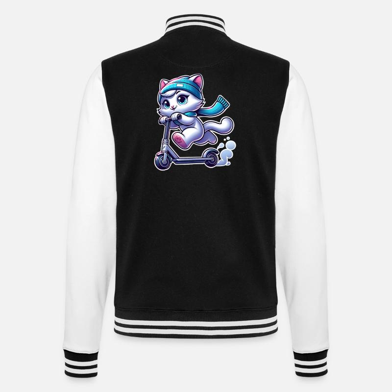 E-Scooter E-Scooter Kick Scooter Cat - Veste Teddy - noir/blanc
