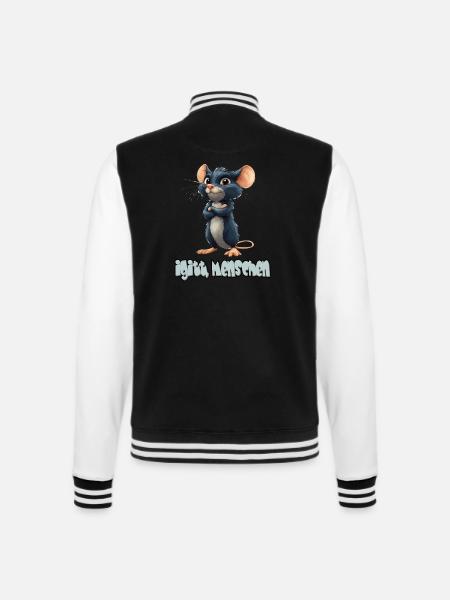 Lustige Ratte Mit Spruch, Igitt, Menschen - College-Sweatjacke - Schwarz/Weiß