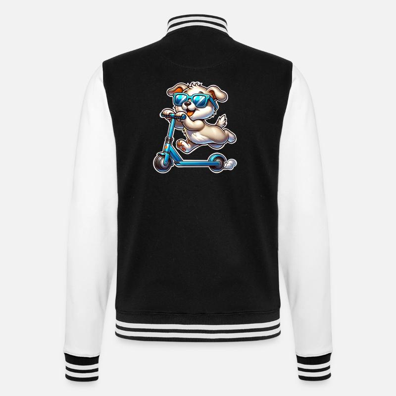 Tretroller E-Scooter E-Roller - College-Sweatjacke - Schwarz/Weiß