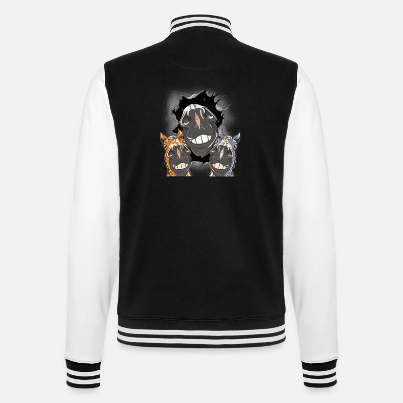 Pferd Pferde Pferdekopf - College-Sweatjacke - Schwarz/Weiß