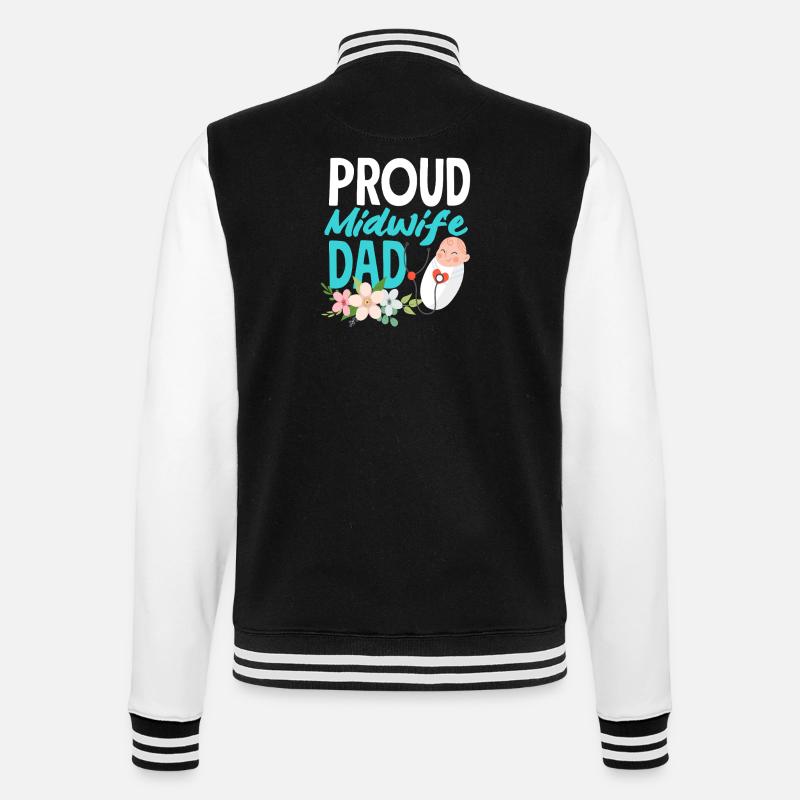 Stolzer Hebamme Papa - College-Sweatjacke - Schwarz/Weiß