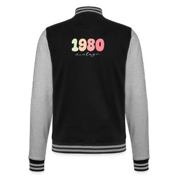 Year of birth 1980 - College Sweat Jacket - black/heather grey - Back - Marisol (170cm)