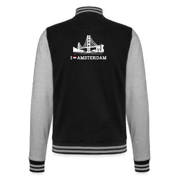 I love Amsterdam Flagge Herz Golden Gate Brücke Wortspiel - College-Sweatjacke - Schwarz/Grau meliert - Hinten - Marisol (170cm)