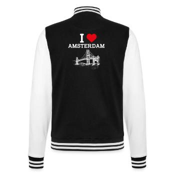 I Love Amsterdam Netherland Golden Gate Bridge Pun - College Sweat Jacket - black/white - Back - Marisol (170cm)