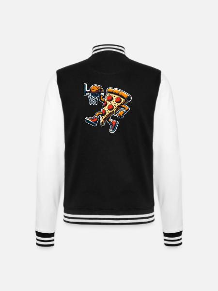 Pizza Basketball - College-Sweatjacke - Schwarz/Weiß