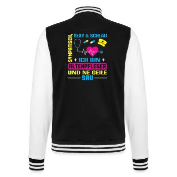 Altenpfleger Geschenk Altenpflege Pflegefachkraft - College-Sweatjacke - Schwarz/Weiß - Hinten - Marisol (170cm)