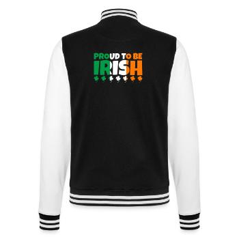 Proud To Be Irish Ireland Irish Flag Shamrock - College Sweat Jacket - black/white - Back - Marisol (170cm)