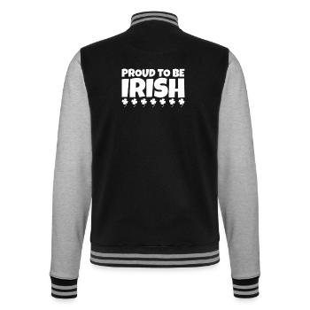 Proud To Be Irish Ireland Irish Shamrock - College Sweat Jacket - black/heather grey - Back - Marisol (170cm)
