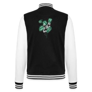 Tropical Leaves Design - College-Sweatjacke - Schwarz/Weiß - Hinten - Marisol (170cm)