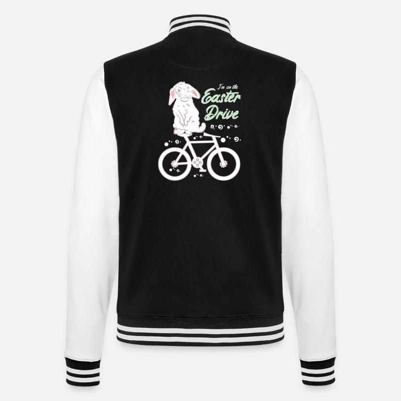 Lapin de Pâques avec vélo - Veste Teddy - noir/blanc