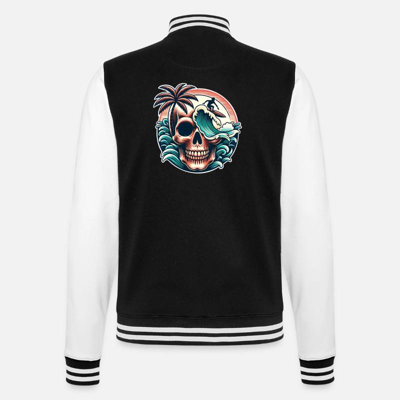 Crâne de surfeur de surf - Veste Teddy - noir/blanc