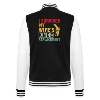 I survived my wife's knee surgery - College Sweat Jacket - black/white - Back - Marisol (170cm)