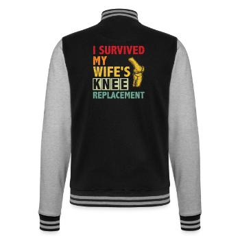 Ich überlebte die Knie-OP meiner Frau - College-Sweatjacke - Schwarz/Grau meliert - Hinten - Marisol (170cm)