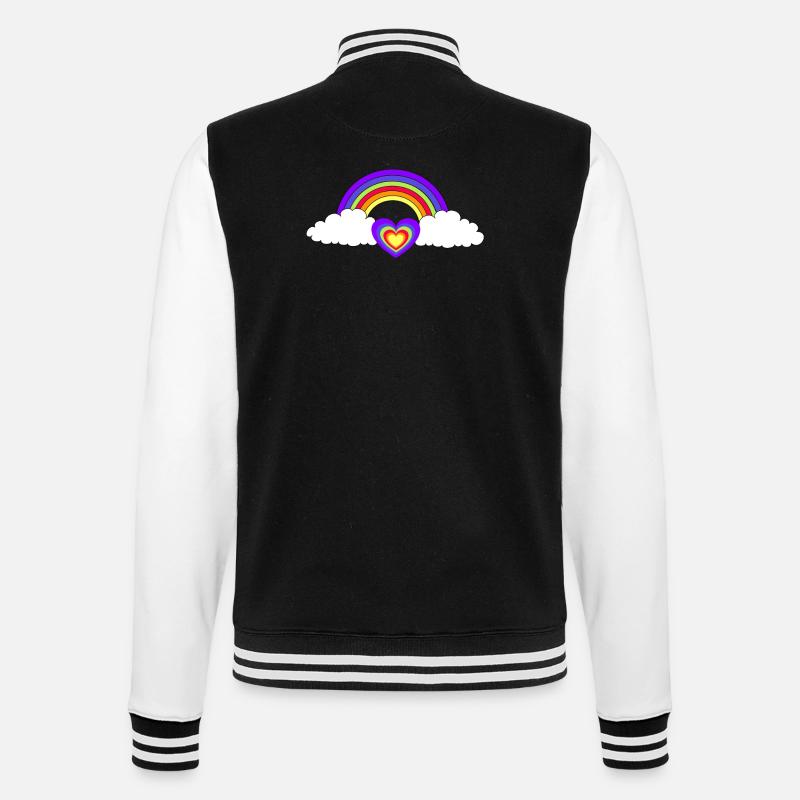 Regenbogen Herz Herzen Liebe Valentin - College-Sweatjacke - Schwarz/Weiß