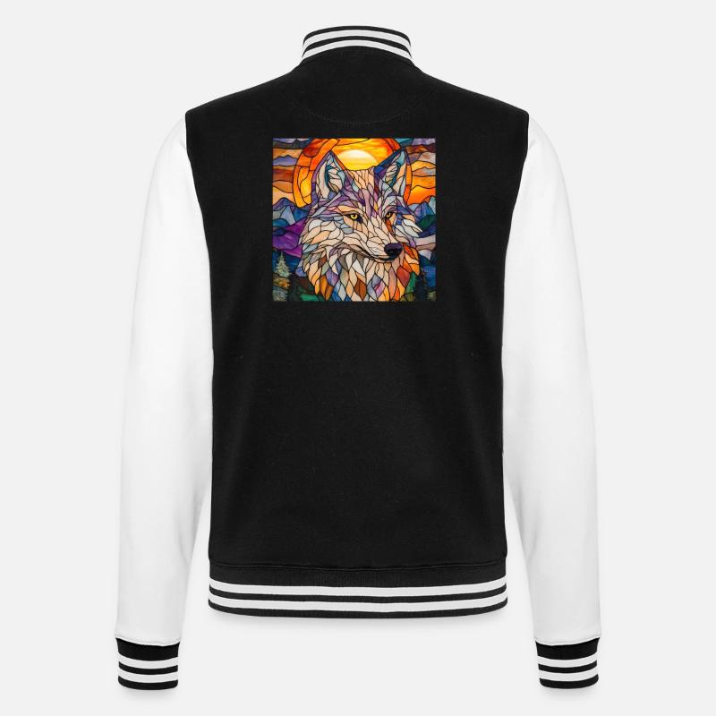 Wolf - College-Sweatjacke - Schwarz/Weiß