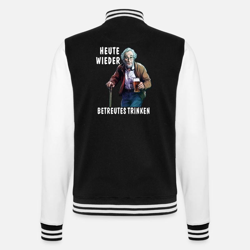 MAN TODAY AGAIN SUPERVISED DRINKING - College Sweat Jacket - black/white
