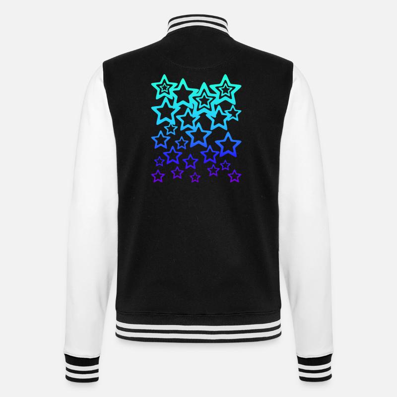 Many blue stars, star pattern - College Sweat Jacket - black/white