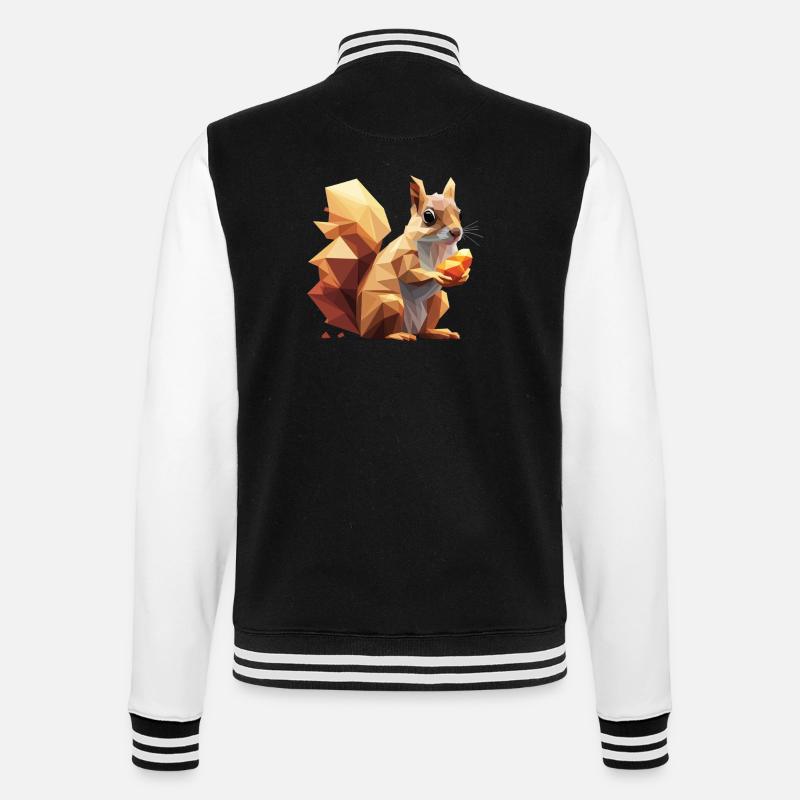 Low-Poly Eichhörnchen - College-Sweatjacke - Schwarz/Weiß