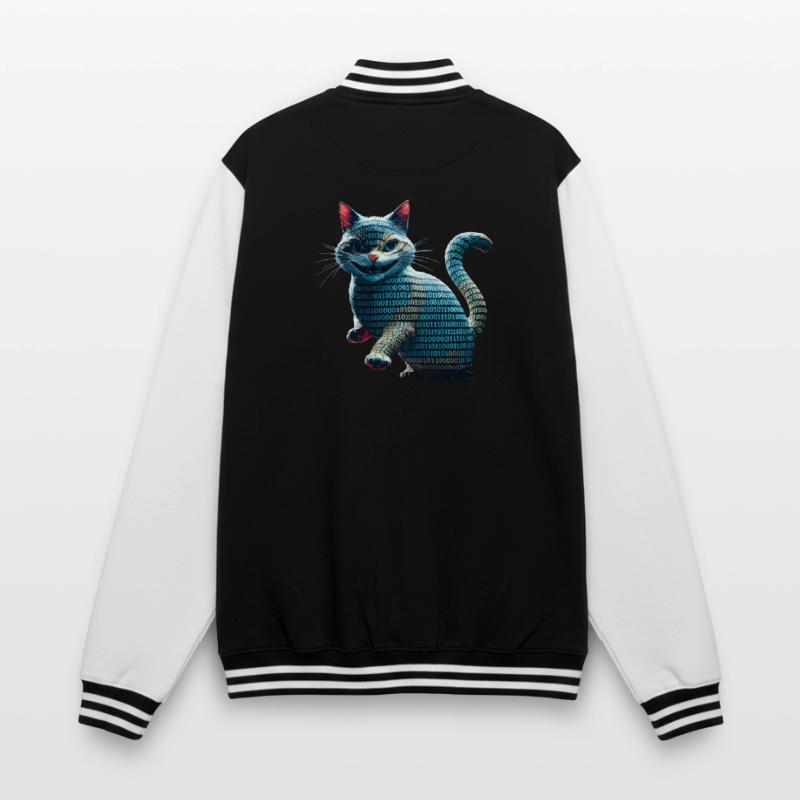 Tech cat with binary code for programmers and College Sweat Jacket