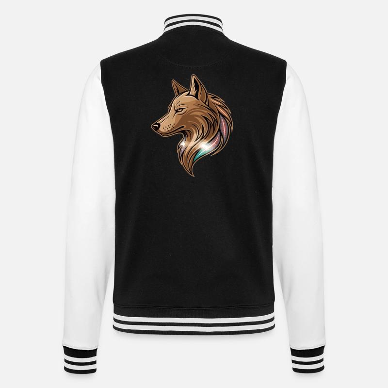 Stylized wolf head logo - College Sweat Jacket - black/white