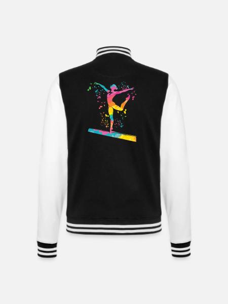 Turnerin Schwebebalken Kunstturnen - College-Sweatjacke - Schwarz/Weiß