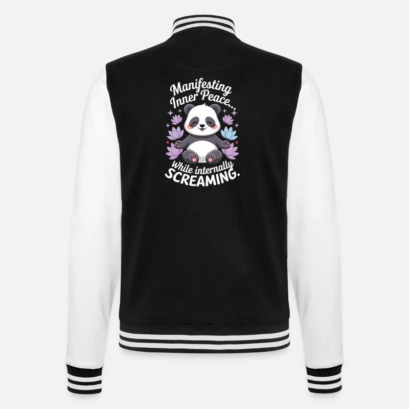 Meditating Panda – Zen & Mindfulness - College Sweat Jacket - black/white