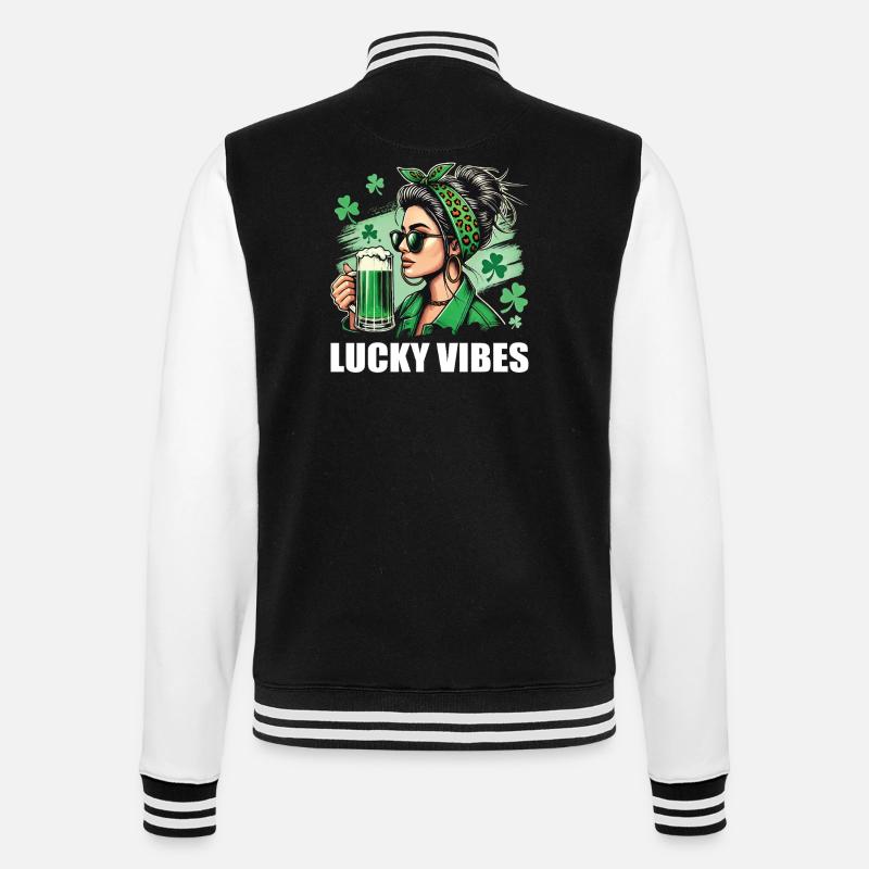 Saint-Patrick : style Lucky Vibes - Veste Teddy - noir/blanc