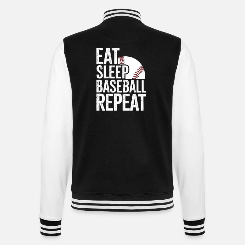 Eat Sleep Baseball Repeat - College Sweat Jacket - black/white