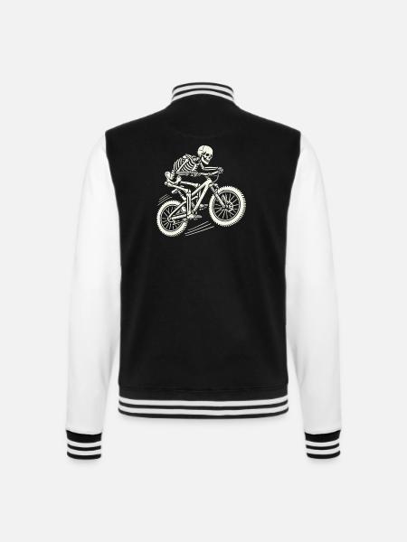 Skelett Auf Fahrrad Mountainbike Abenteuer - College-Sweatjacke - Schwarz/Weiß