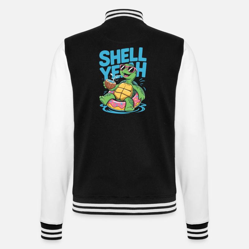 Shell yeah – Chill Turtle - Veste Teddy - noir/blanc