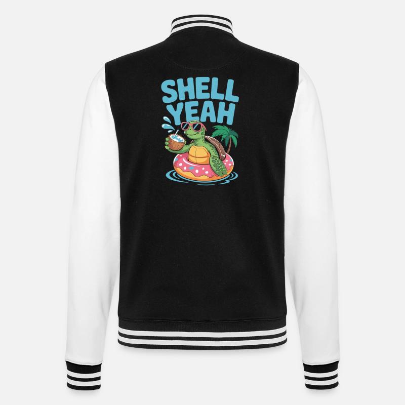 Sommer mit Stil – Turtle Time - College-Sweatjacke - Schwarz/Weiß