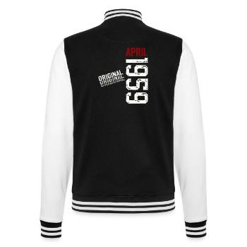 66th Birthday Original April Vintage 1959 - College Sweat Jacket - black/white - Back - Marisol (170cm)