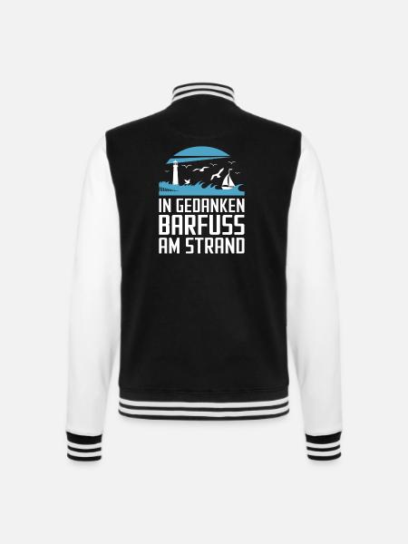 Ostsee Nordseeküste In Gedanken Barfuss am Strand - College-Sweatjacke - Schwarz/Weiß